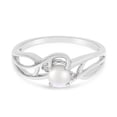 thumbnail image 6 of 14k White Gold Freshwater Cultured Pearl And Diamond Curve Ring, 6 of 6