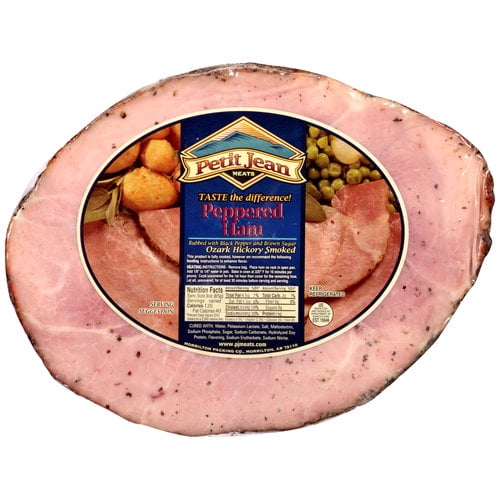 Petit Jean Meats Ozark Hickory Smoked Peppered Half Ham, 78 lbs