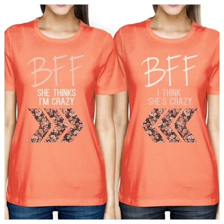 BFF Floral Crazy BFF Matching Shirts Womens Peach Best Friend
