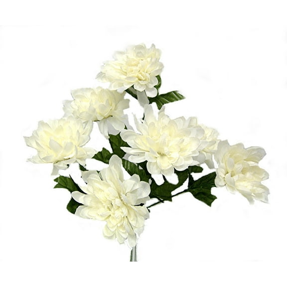 Off-White Decorative Mum 13in Artificial Polysilk Faux Fake Flower Bush for Craft Home Garden Outdoor Bouquet Arrangement Ceremony Wedding Arch Floral Wall Aisle Decor (Cream, One Dozen)