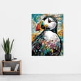 thumbnail image 2 of Puffin Bird Acrylic Painting Floral Psychedelic Aquatic Bird Colourful Flowers Extra Large XL Wall Art Poster Print, 2 of 3