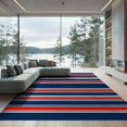 thumbnail image 2 of ODIKA 8'x10' Washable Area Rug Non-Shedding, Easy Care, Striped Horizontal Navy Balanced Nautical Motif Strip Mudroom for King Size Bedroom Under Bed, Master Suite, 2 of 7