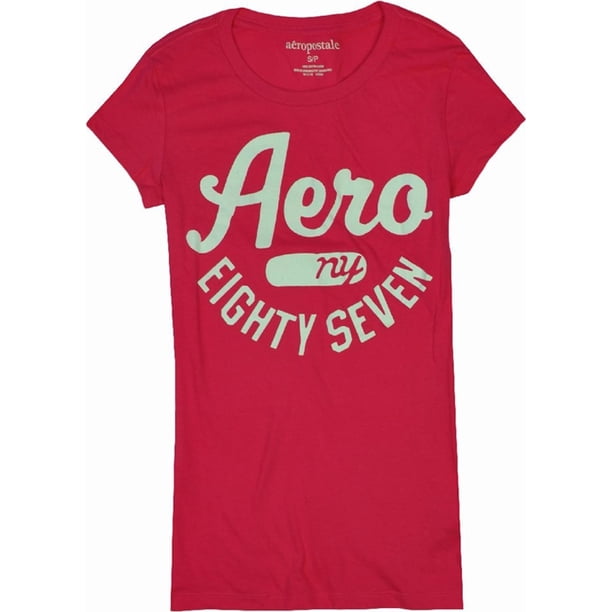 Aeropostale - Camiseta gráfica con estampado de pantalla Aero Ny para mujer, rosa, pequeña