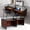 Walnut & Dark Gray, variant on Modular Office Cubicle Desk with Privacy Panel & Cable Management,2 Person Office Cubicle Workstation,Staff Cubicle Desk for Open Offices,School,Call Centers 47.2in
