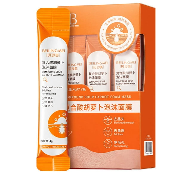 FSTDelivery 12 Sheets Carrot Extract Bubble Face Mask,Compound Foam Facial Mask Cleansing Shrink Pores Moisturizing Hydrating Jelly Film for Daily Hydrating Facial Care & Skin Recovery Cream