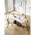 thumbnail image 5 of Contemporary White Rectangular Extendable Stone Dining Table with Black Base, 5 of 7