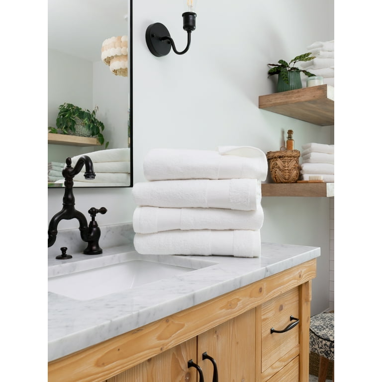 Comfort Canopy - White 4 Pack 100% Cotton Bathroom Essential Towels 