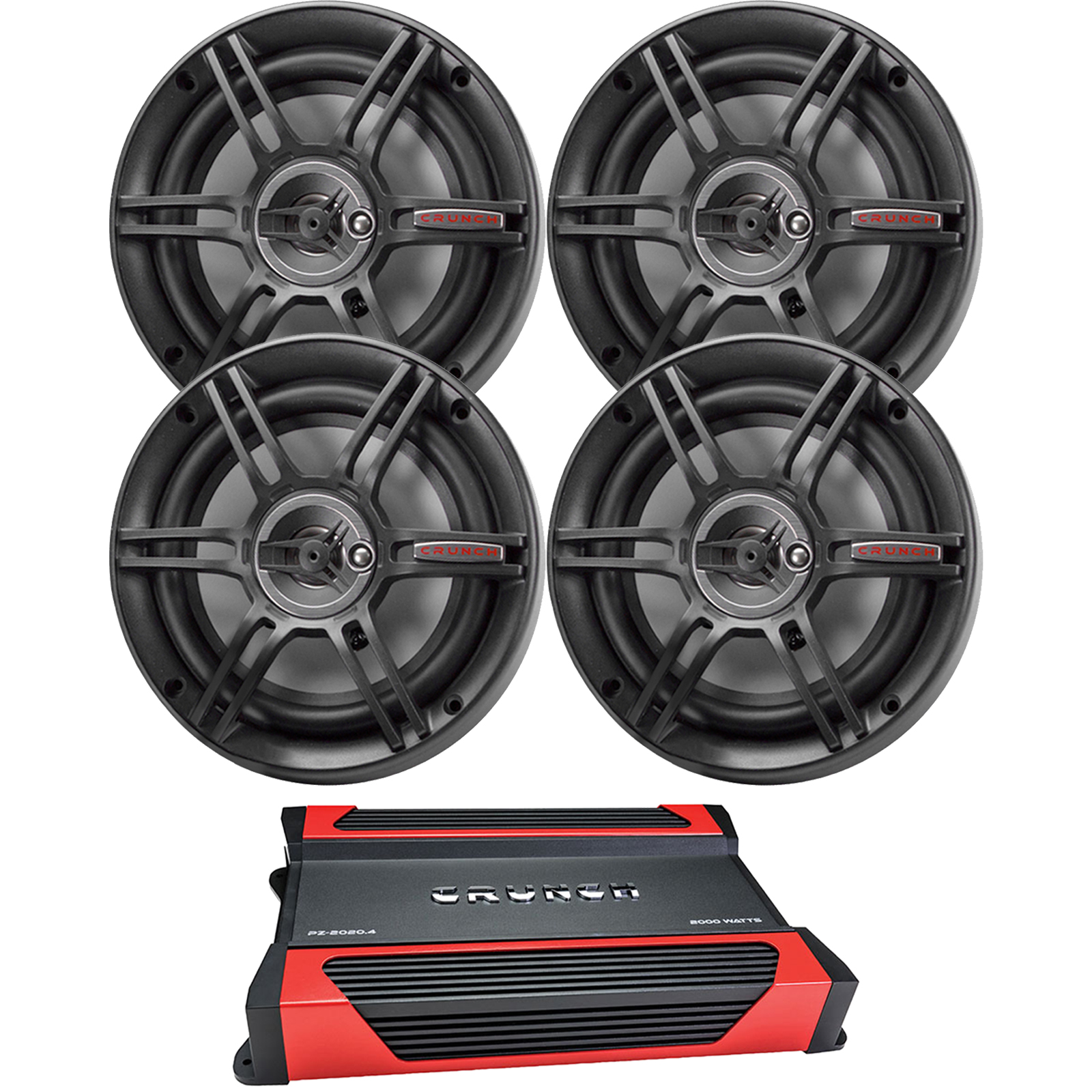 4 x Crunch 6.5" 3Way 300W Max Power Full Range Automotive Speakers