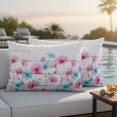 thumbnail image 5 of Pink Blue Flowers Pillow Covers 2 Pack Watercolor Spring Gradient Blue Pink Floral Wooden Grain Pillowcase Waterproof Outdoor Throw Pillow Cover for Patio Balcony Rectangular Cushion 20”x12”, 5 of 9