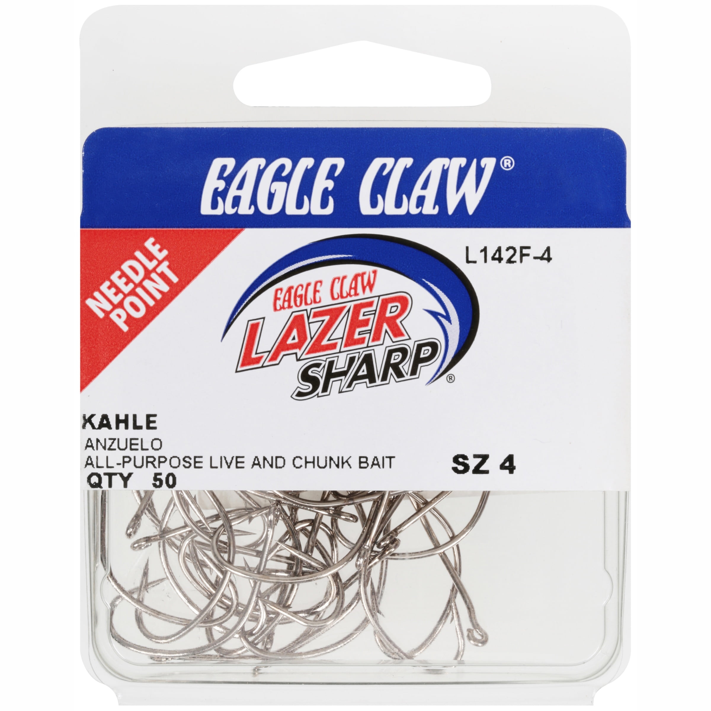 40 Pack Eagle Claw L142F Lazer Sharp Kahle All Purpose Fishing Hooks Pick A Size 