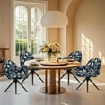 thumbnail image 4 of ZIATUBLES Leaf Print Curved Back Chair Slipcover Stretchable Dining Chair Cover Adjustable Arc Shaped Swivel Accent Chair Protector for Dining Living Room Home Decor, 4 of 7