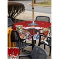 thumbnail image 4 of Outdoor Tablecloth with Umbrella Hole and Zipper, Red Christmas Square Table Cloth 54x54 Inch Waterproof Tablecloth, Xmas Gnomes Cat Pine Tree Winter Snowflake Picnic Table Cover for Patio Camping, 4 of 7