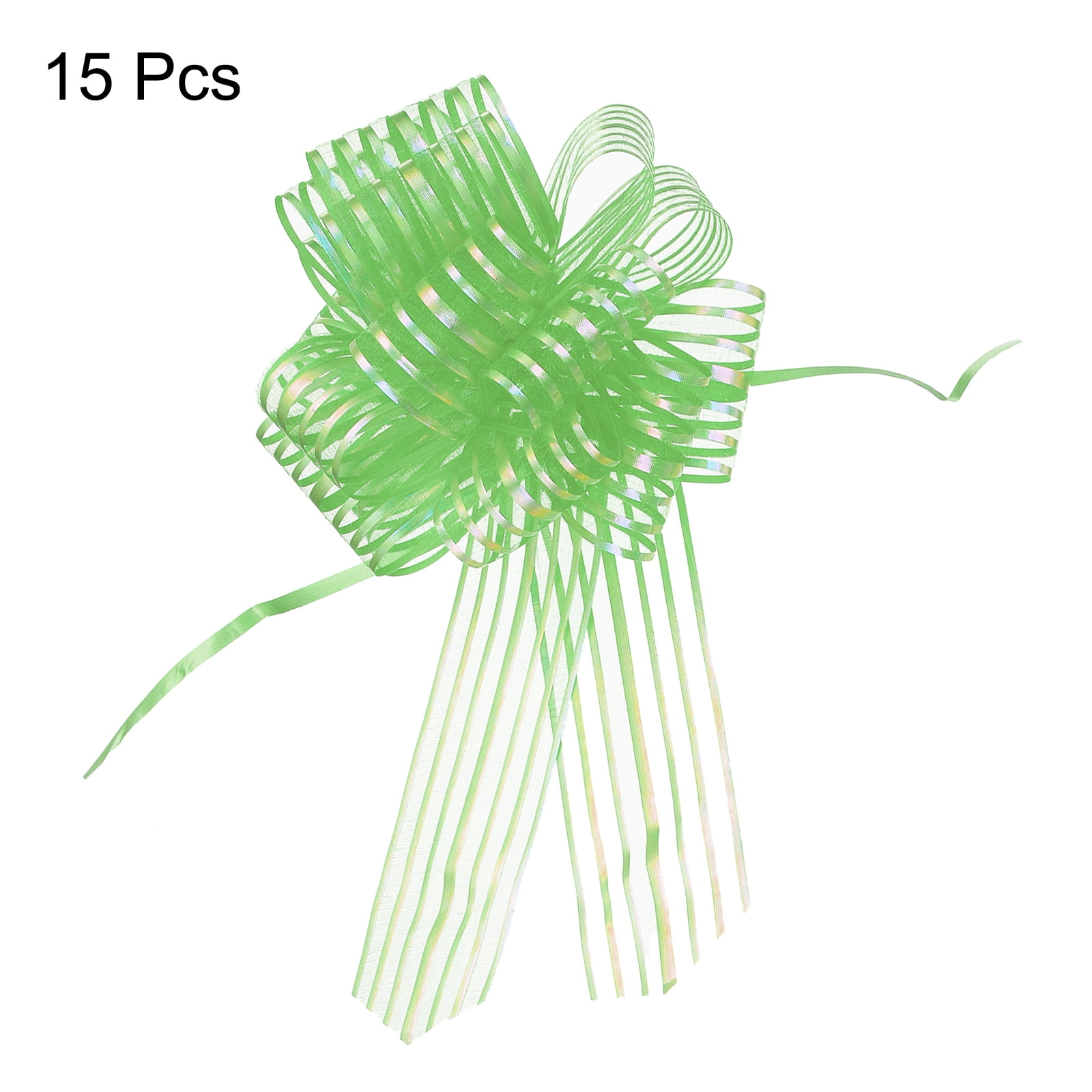 15pcs 8 Inch Organza Large Pull Bow Gift Wrapping Bows Ribbon Chiffon Yarn Fruit Green for Christmas