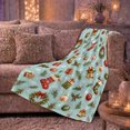 thumbnail image 6 of Cheerful Christmas Icons Blue Festive Holiday Pattern, Festive Holiday Scene, Warm Flannel Blanket for Living Room and Reading Nook, Art Lovers Christmas Gift, Festive Home Decor, 6 of 9