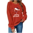 thumbnail image 2 of SYMOID Womens Red Festive Christmas Sweatshirt - 100% Polyester Plus Size S-XXL Loose Crewneck Long Sleeve Wine Glass Snowflake Holiday Top,Size 2XL, 2 of 5