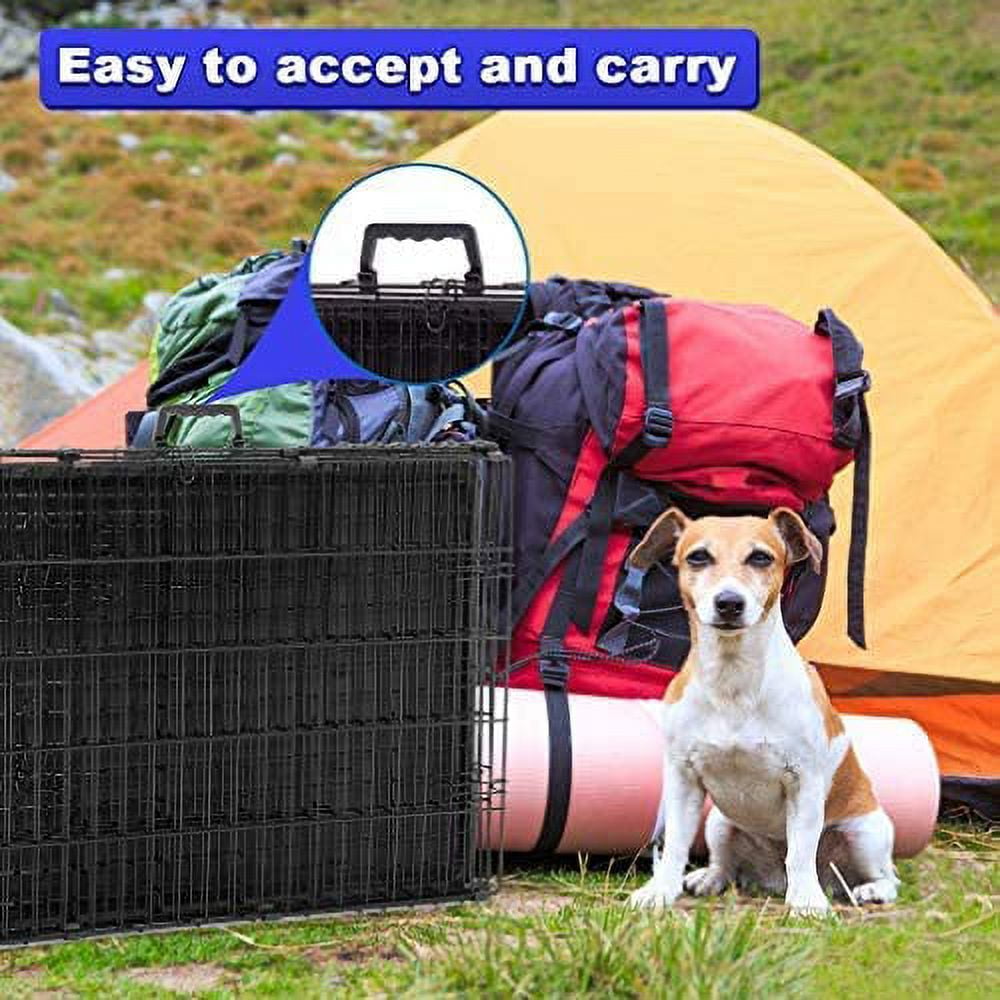 Bestpet 24 inch Black Foldable Metal Double Door Dog Crate with Divider Removable Tray for Small Dogs