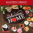 thumbnail image 4 of Welcome to Our Home - Wood Pattern Welcome Sign for Door and Wall Decor - 16 Interchangeable Holiday magnets for halloween, easter, fall, christmas, valentines - front porch hanging plaque decoration, 4 of 5