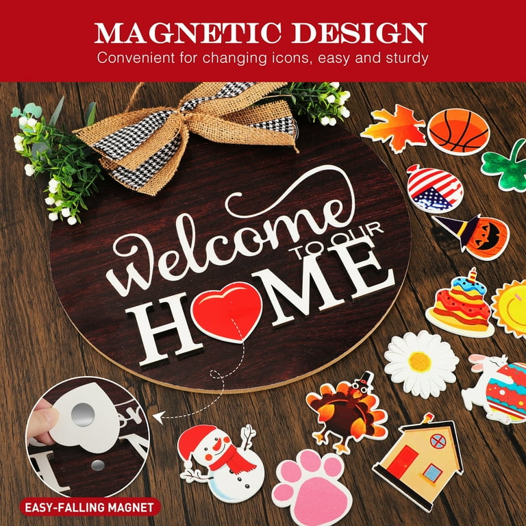 Welcome to Our Home - Wood Pattern Welcome Sign for Door and Wall