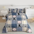 thumbnail image 2 of jejeloiu Baseball Sport Game Twin Comforter Sets,Beige Blue Plaid Grid Bedding Set For Teens Reversible 2-Piece, 2 of 8