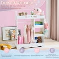 thumbnail image 5 of Ktaxon Kids Dress Up Storage Armoire Wardrobe Dresser Children Costume Organizer Portable Closet with Mirror & 3 Drawers for Bedroom Party Nursery, White, 5 of 11
