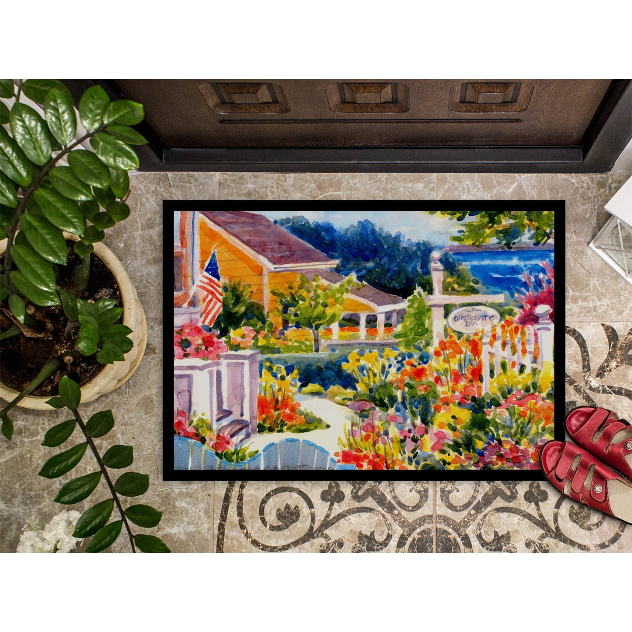 Carolines Treasures 6032MAT Seaside Beach Cottage  Door Mat Indoor Rug or Outdoor Welcome Mat 18X27 Doormat 27"L x 18"W