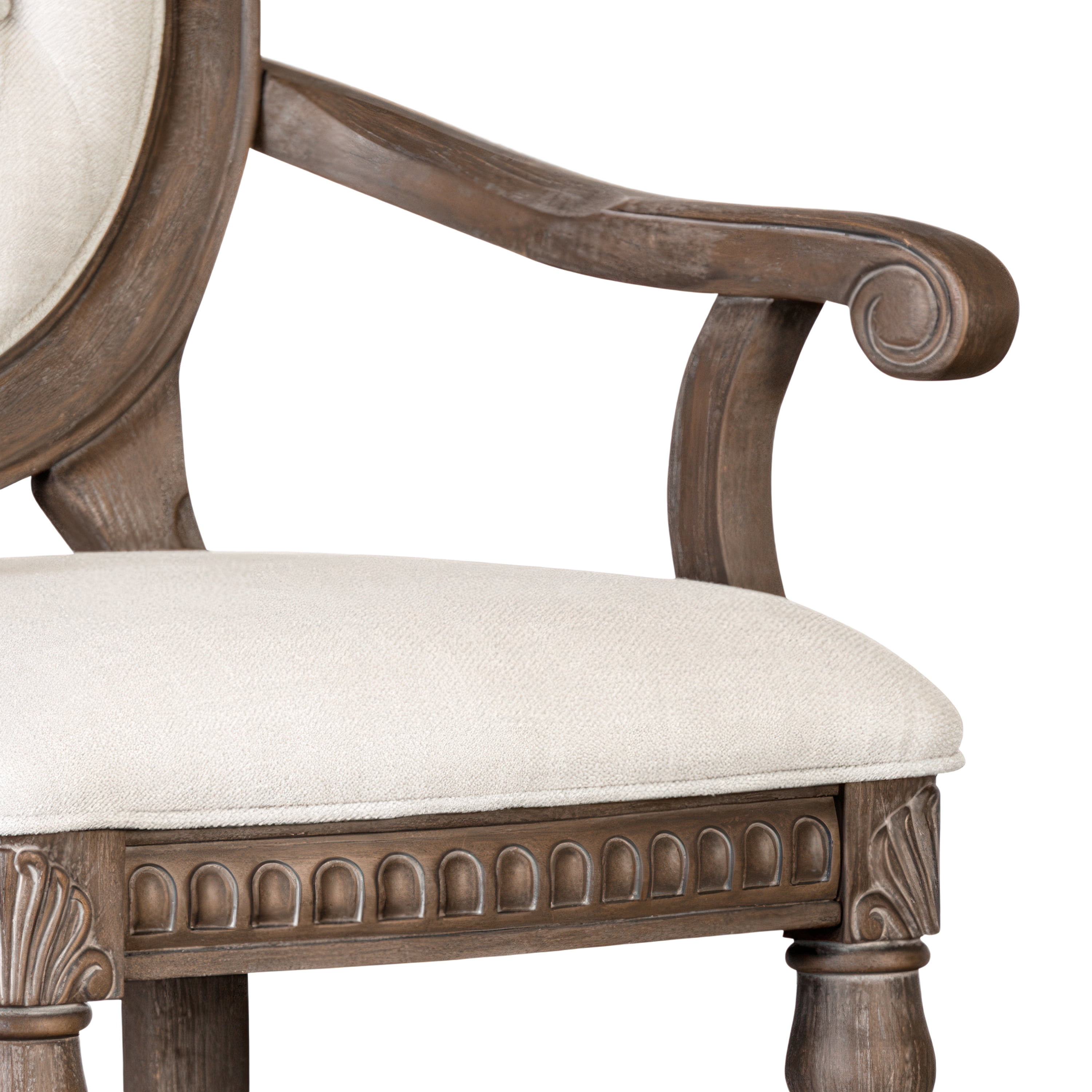 Furniture of America Feyric Rustic Solid Wood Indoor Arm Chairs, Weathered Oak (Set of 2)