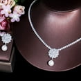 thumbnail image 5 of Sparkling White Cubic Zircon Flower Pearl Drop Tennis Dancing Party Jewelry Set, 5 of 8