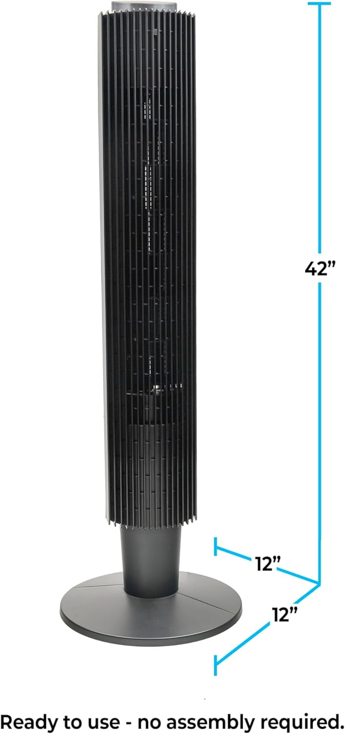 Comfort Zone 42 in. Tower Fan, Remote, 5 Speed, Timer, Wi-Fi