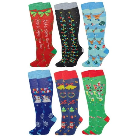 

6 Pairs Women s Fancy Design Multi Colorful Patterned Knee High Socks