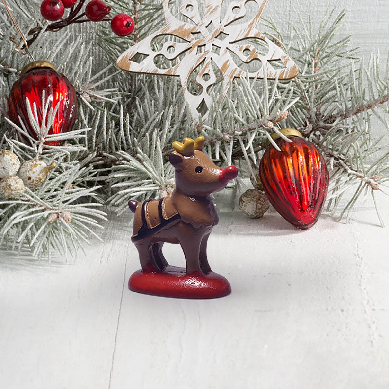 Décoration Cerf/renne Gris Pour Noël - Figurine Réaliste En Laine Artificielle - Bureau, Maison - 11