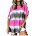 thumbnail image 2 of ELFINDEA Womens Tops Summer Fasion Short Sleeve Round Neck Tie-Dye Print Casual T Shirt Tops Pink 3X, 2 of 3