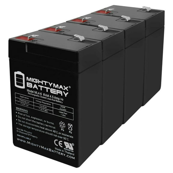 6V 4.5AH Battery Replaces Teledyne EXF1R Emergency Lighting - 4 Pack