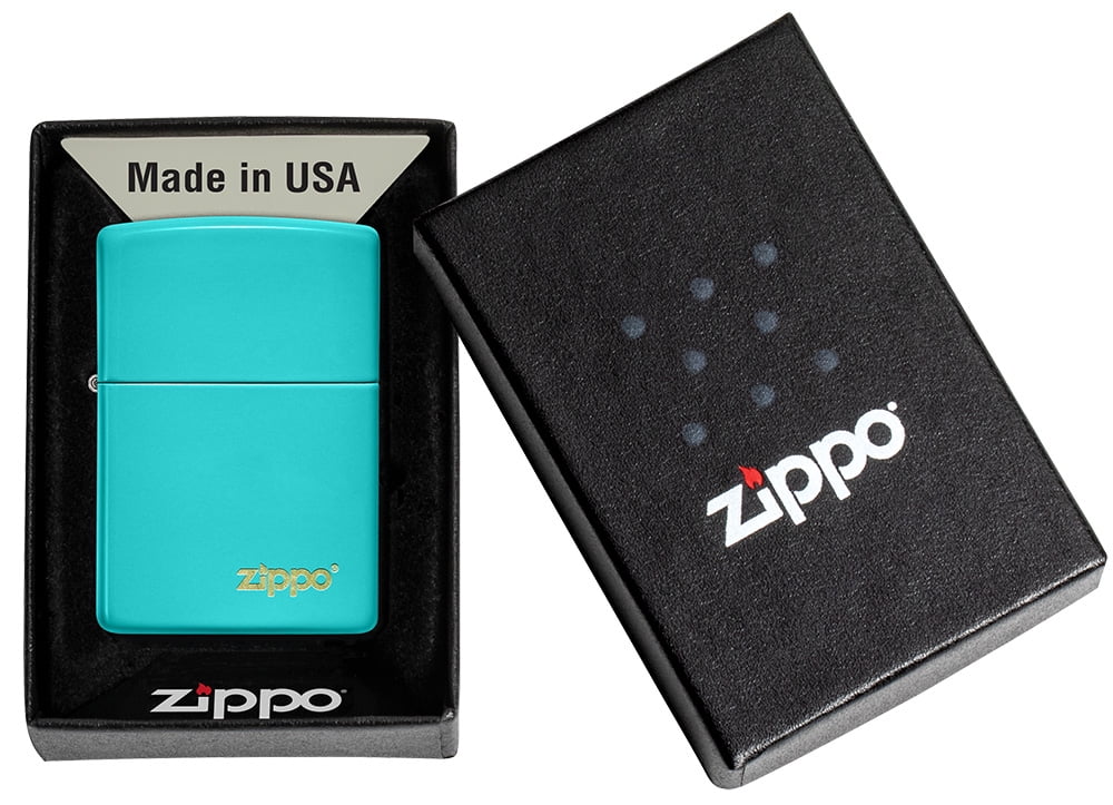 Zippo Flat Turquoise Zippo Logo Pocket Lighter