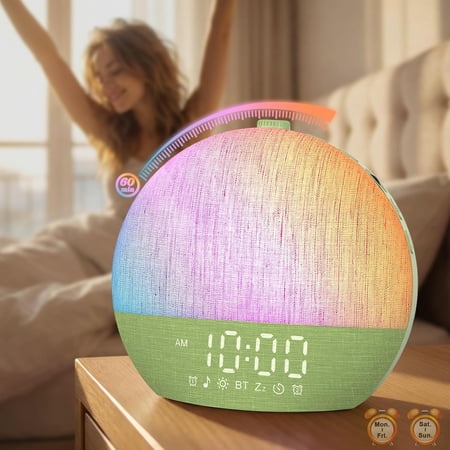 Calm & Gradual Sunrise Alarm Clock: 30-Min Slow-Rise Natural Wake Up Light - 20-Level Dimmable Clock for Heavy Sleepers - Ease of Use Sunrise Simulation with 30 Sleep Sounds White Noise Machine