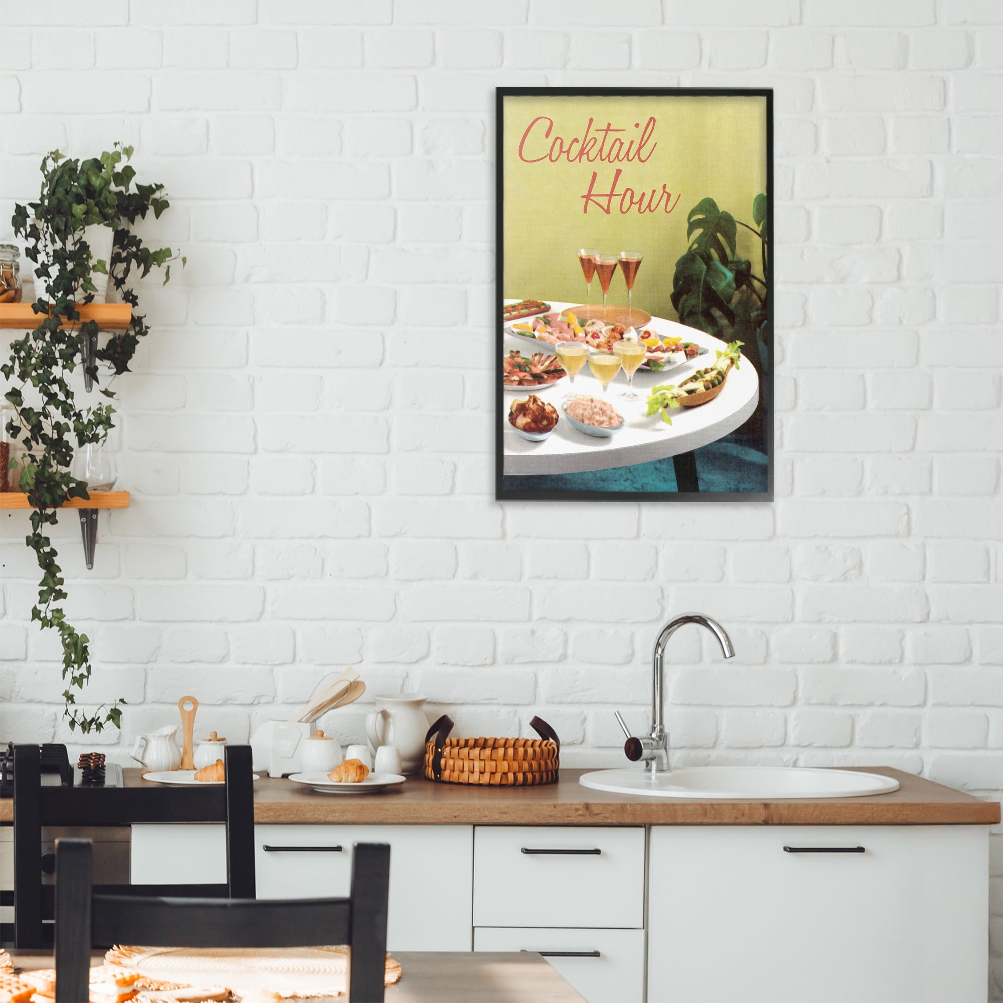 Stupell Industries Cocktail Hour Table Spread Black Framed Giclee Art, design by Tim Wright