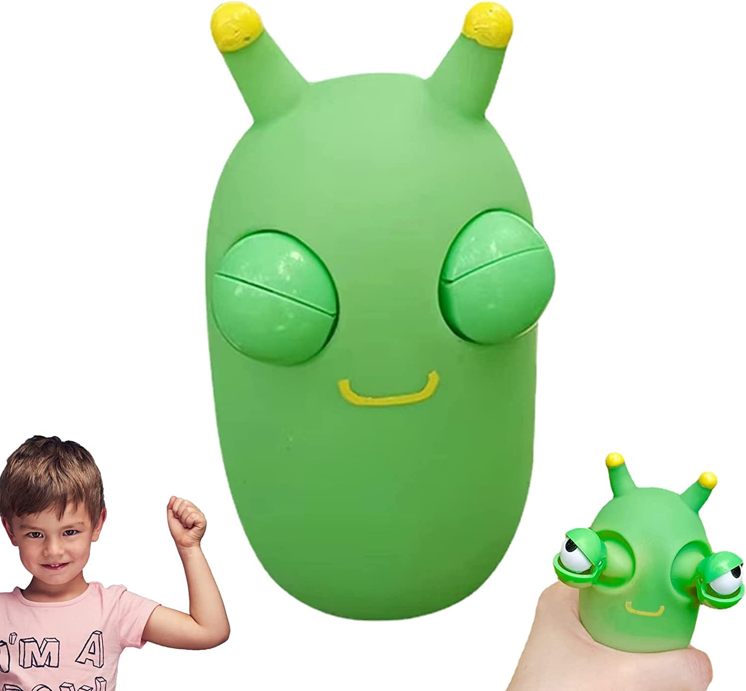 Funny Grass Worm Pinch Toy 2022 Novelty Eye Popping Worm Squeeze Toy