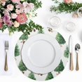 thumbnail image 4 of 15 Inch Round Grid Plate Mats Heat Non-Slip Resistant PVC Placemats for Kitchen Dining Table Decor Watercolor Green Christmas Tree 4PCS, 4 of 5