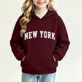 thumbnail image 2 of NEBWOAK Girls Fleece Sweatshirt, Wine Pullover Hoodie Long Sleeve Varsity Print,Size 10-11T, 2 of 6