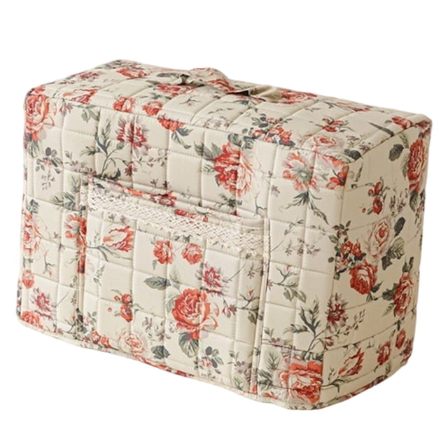 Floral Quilted Sewing Machine Cover with Protective Storage Pocket and Built In Organizer Compartments for Craft Room
