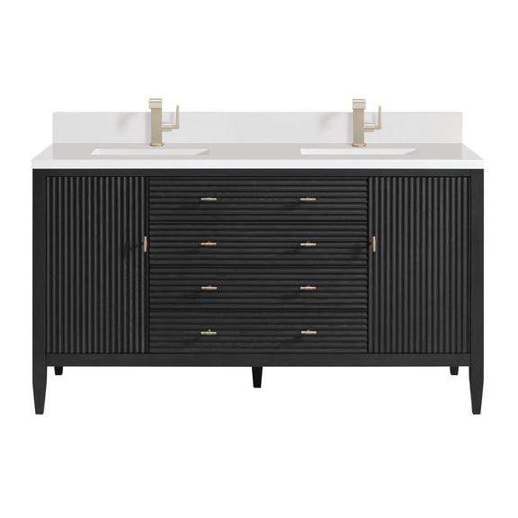 James Martin Vanities 485-V60d-1Wz Myrrin 60" Double Basin Wood Vanity Set - Carbon Oak