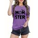 thumbnail image 4 of Halloween MONSTER Impresión Cuello Redondo Camiseta, Top de Manga Corta Casual para Primavera y Verano, Ropa de Mujer, 4 of 4