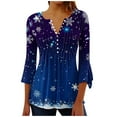 thumbnail image 2 of Jsaierl Christmas Shirts for Women Funny Xmas Graphic Tees Trendy Crewneck T-shirt 3/4 Sleeve Dressy Casual Blouse Tops Christmas Costumes, 2 of 5