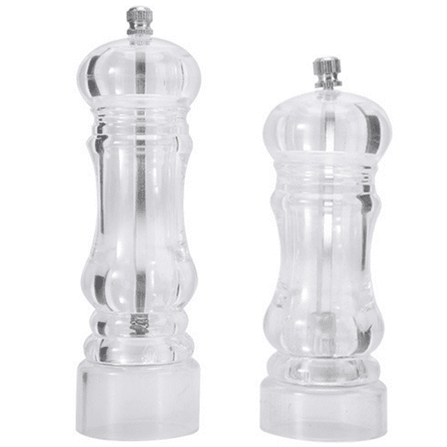 Manual Pepper Mill and Salt Shaker Set Transparent Adjustable Grinder