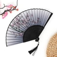 thumbnail image 4 of Foldable Hand Fan, Cherry Blossom Flowers, Purple Butterfly, 8 in Silk Surface, Folding Hand Fan, Pocket Cooling, Summer Travel, Black Trim, 1 Pc, 4 of 8
