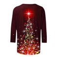 thumbnail image 4 of JGTDBPO Ugly Christmas Sweater for Women Light Up Shiny Xmas Tree Print 3/4 Sleeve Comfortable Round Neck Holiday Pullover Loose Blouse Top Hoodless Sweatshirts, 4 of 5