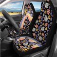 thumbnail image 2 of KUIFORTI Hippie Flowers Auto Seat Covers Set 14 Pcs with Auto Center Console Armrest Pad Steering Wheel Cover Car Seat Belt Pad Cover Car Headrest Covers for Most Cars, 2 of 6