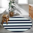 thumbnail image 4 of Rectangle Rug 4ft Area Rug, Navy Blue Turquoise Stripes Area Rugs for Living Room Bedroom, Modern Minimalist Art Floor Mat Non-Slip Non-Shedding Carpet Indoor Accent Rugs, 4 of 9
