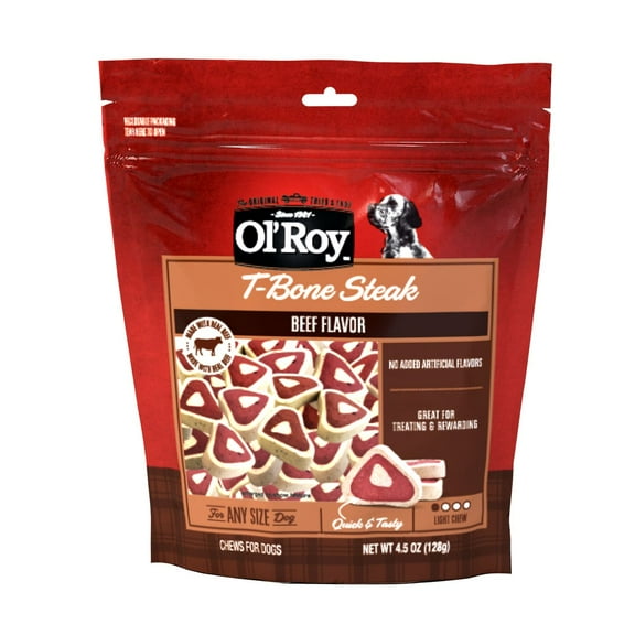 Ol' Roy T-Bone Steak Bites Beef Flavor Chewy Dog Treats, 4.5 oz. Bag