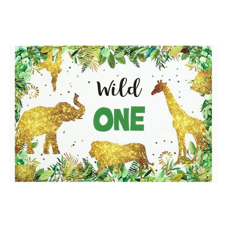 Image of Etereauty Backdrop Birthday Wild One Jungle Background Animals 1St Photo Props Banner Booth Forest Party Supplies Animal Baby