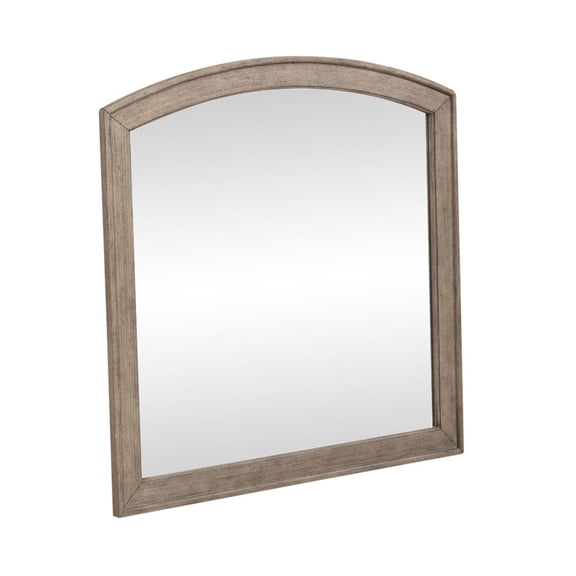 Liberty Furniture Arched Mirror with Dresser Mount 41" x 40"- Burnished Beige Oak Wood Frame